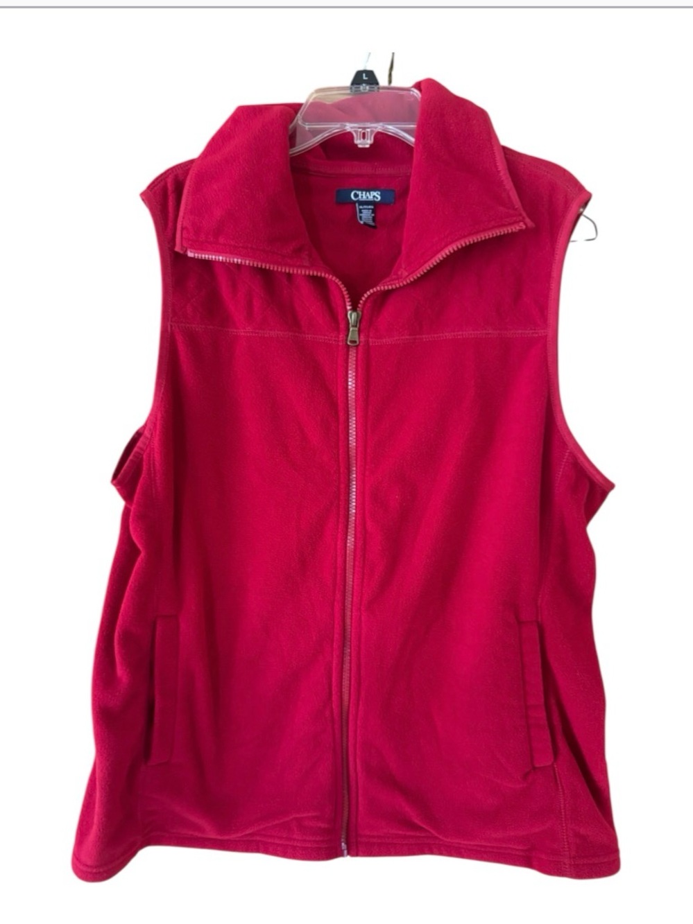 Chaps Women's Red Fleece Vest - Zip Front